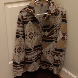 SHEIN Geometric Pattern Jacket - Gray, Brown, Black